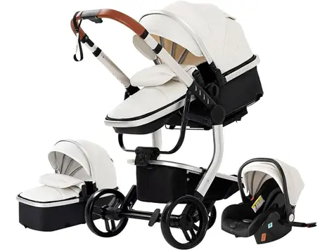 Silla de paseo 3 en 1, reclinable y plegable - Blanco 518