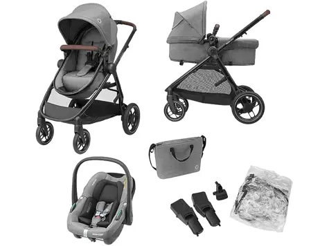 Maxi-cosi Zelia S Trio: Cochecito bebé 3 piezas, plegable, compacto, reclinable, con silla de coche