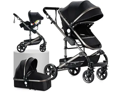 Carrito de Bebé 3 en 1 de Lujo - 739 Black