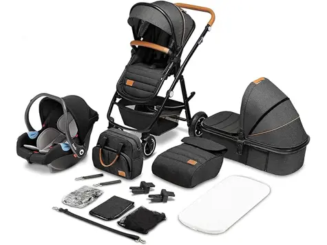 LIONELO Amber - Carrito de bebé multifuncional 3 en 1 con Asiento de Cubo, Capazo y más