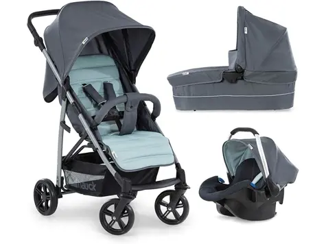 Carrito de bebé Hauck Rapid 4 Plus: 3 en 1, Grupo 0+, respaldo reclinable, plegado fácil (menta)