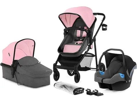 Carrito bebé Kinderkraft 3 en 1 JULI, Rosa.