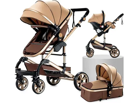 Sistema de Viaje para Bebé 3 en 1 - Carrito con Capazo y Silla de Paseo (739 Beige)