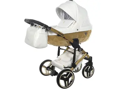 Carro bebe Trio. Cochecito 3en1 BBtwin polipiel (blanco + oro)