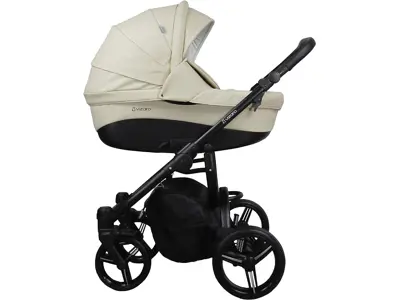 Carrito Bebé Vizaro PEARL DÚO 2 en 1 - GAMA LUJO - Elegante y Duradero - Piel Beige, Chasis Negro