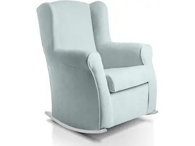 Sillón Lactancia Blanco Carla: Mecedora Acualine Verde Agua