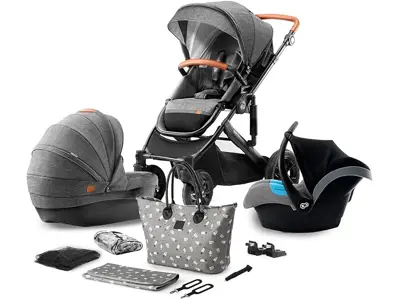 Kinderkraft Carrito Bebé 3 en 1 PRIME, Gris